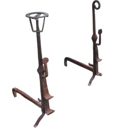 Matériaux d'Antan : PAIRE DE CHENETS EN FER LANDIER H78