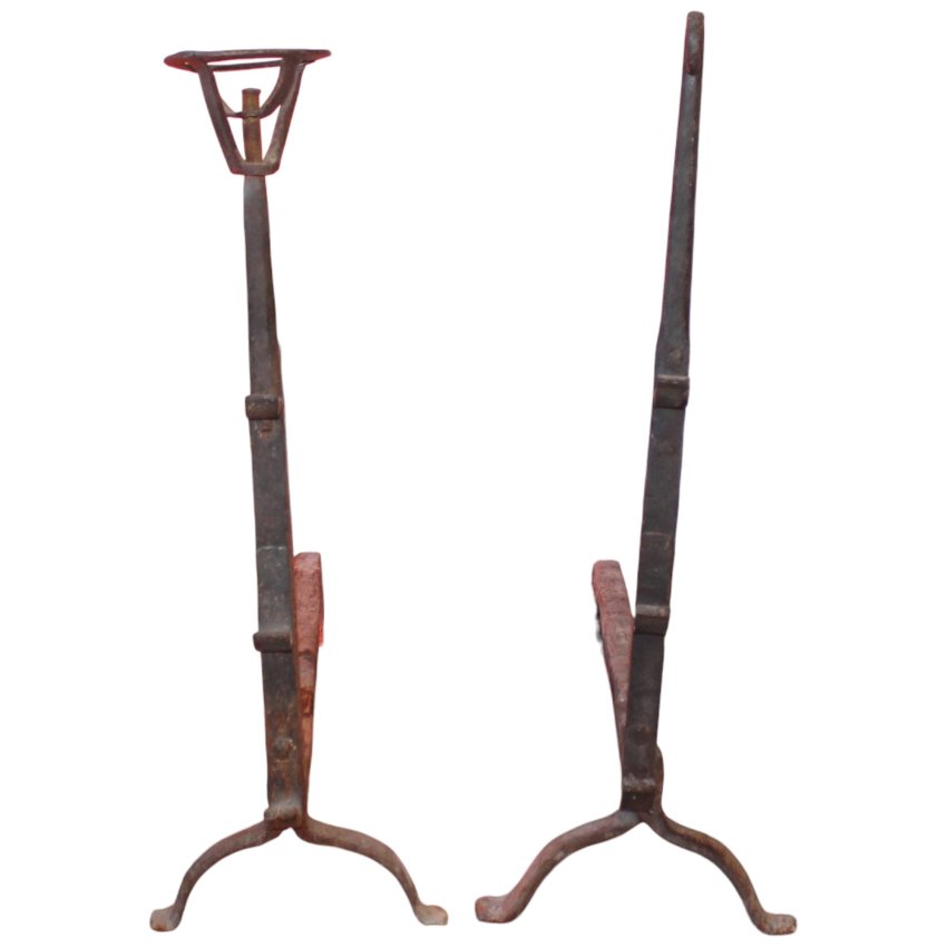 Matériaux d'Antan : PAIRE DE CHENETS LANDIER EN FER H73