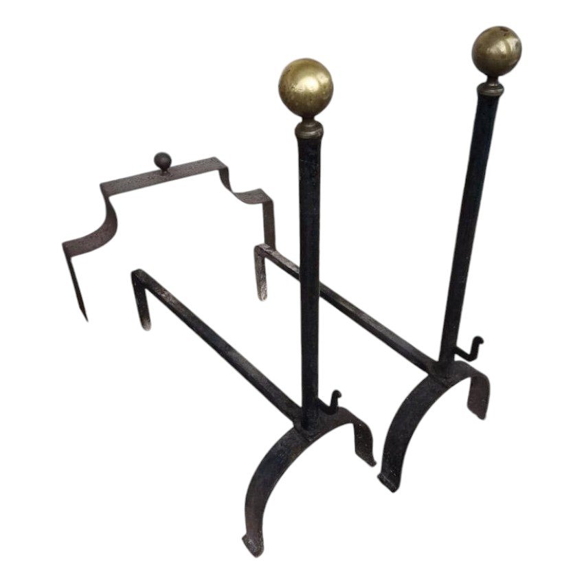 PAIRE DE CHENETS EN FER H69