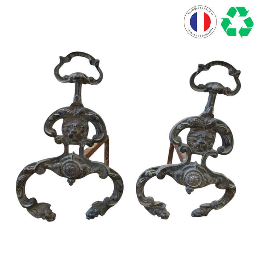 Matériaux d'antan : PAIRE DE CHENETS ANCIENS H31