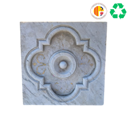 Matériaux d'Antan : DALLE EN MARBRE DÉCORÉE AVEC QUADRILOBE SCULPTÉ