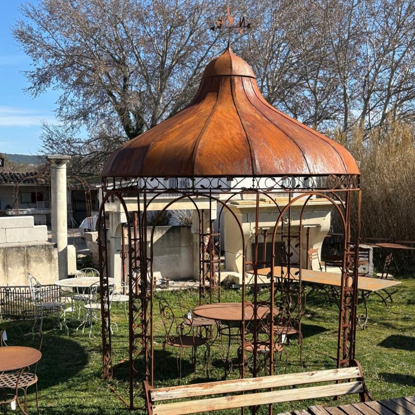 Matériaux d'Antan : KIOSQUE ROND FEUILLES FER H400