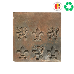 Matériaux d'Antan : PLAQUE CHEMINEE LIONS ET FLEUR DE LYS H35