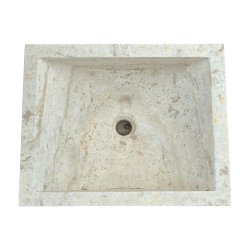 Matériaux d'Antan : VASQUE TRAVERTIN BEIGE ADOUCI 50x40x10 cm