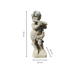STATUE PUTTO MUSICIEN FLÛTE H70