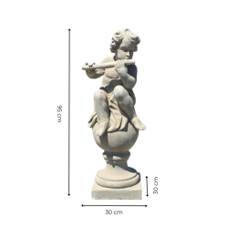 Matériaux d'Antan : STATUE PUTTO BOULE MUSICIEN FLÛTE H100