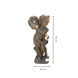 Matériaux d'Antan : STATUE PUTTO MUSICIEN TAMBOURIN H70