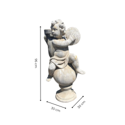 Matériaux d'Antan : STATUE PUTTO BOULE MUSICIEN CYMBALE H100