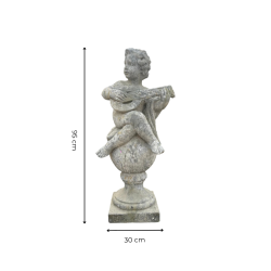 Matériaux d'Antan : STATUE PUTTO BOULE MUSICIEN MANDOLINE H100