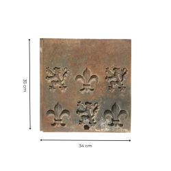 PLAQUE CHEMINEE LIONS ET FLEUR DE LYS H35