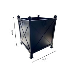 Matériaux d'Antan : GRAND BAC CARRE ORANGER NOIR H87