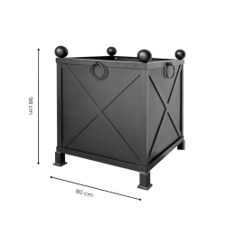 Matériaux d'Antan : JARDINIERE CARREE NOIRE 80X80CM