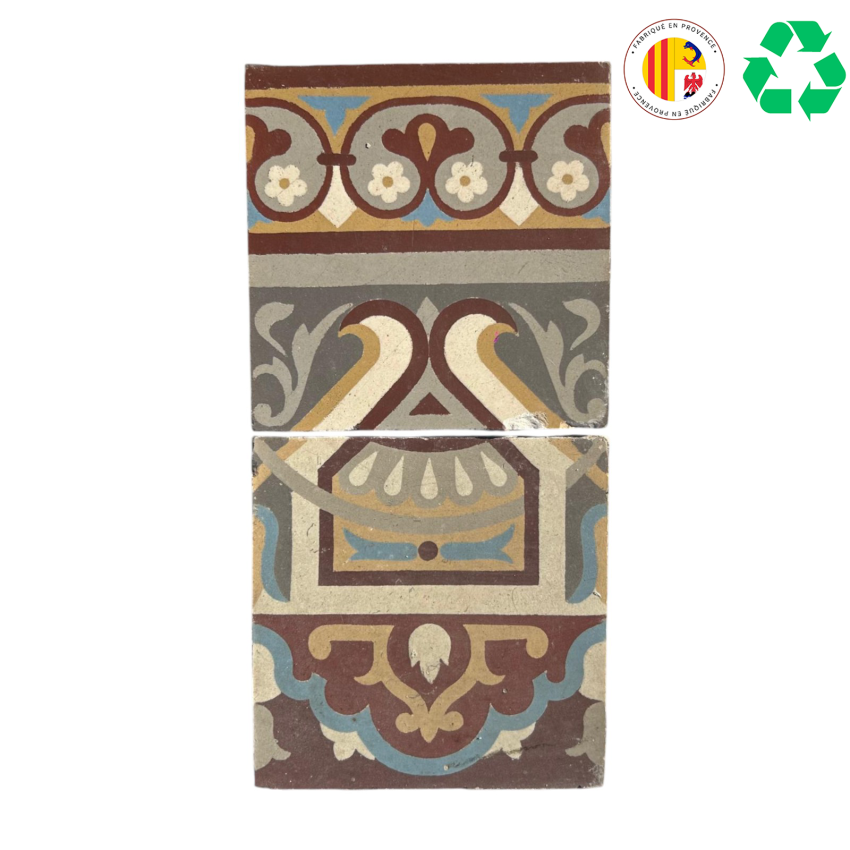 Matériaux d'Antan :  FRISE DE CARREAUX CIMENT A MOTIF (9M2)