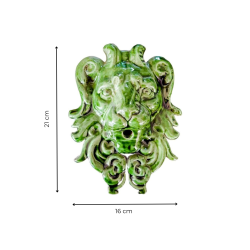 Matériaux d'Antan : MASCARON TETE DE LION ÉMAILLÉ VERT