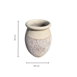 Matériaux d'antan : JARRE OLIVE EMAILLE IVOIRE H70