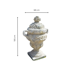 Matériaux d'Antan : POT A FEU FLEURI EN PIERRE H105