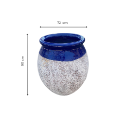 Matériaux d'Antan : JARRE OLIVE COL BLEU MAJORELLE PATINE CLASSIQUE H90