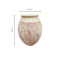 Matériaux d'Antan : JARRE OLIVE EMAILLE IVOIRE PATINE CLASSIQUE H90