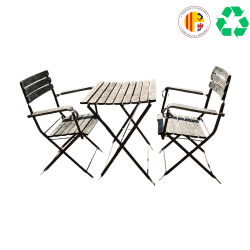 Matériaux d'antan : ENSEMBLE CHAISE ET TABLE FER ET BOIS