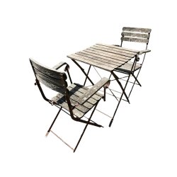 Matériaux d'antan : ENSEMBLE CHAISE ET TABLE FER ET BOIS