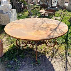 Matériaux d'Antan : GRANDE TABLE RONDE EN FER H77 D152